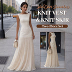 👗Solid-Color Sleeveless Knit Vest & Knit Skirt Two-Piece Set