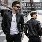 🖤 2026 New Men's Lightweight Plaid Leather Jacket (Baseball Collar)