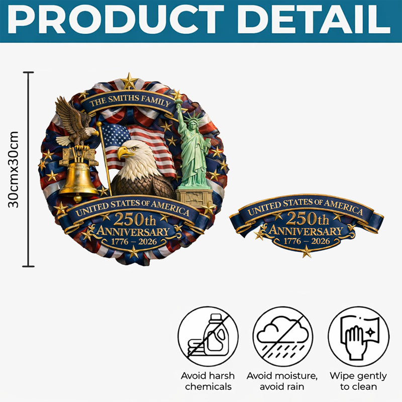 Custom Wood Sign - Personalized America 250th Anniversary Gifts For Mom, Dad, Brother, Sister, Kids - Family Forever United