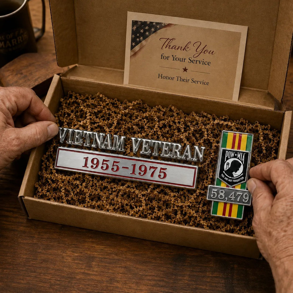 Vietnam Veteran 1955–1975 Memorial Car Emblem Metal Badge