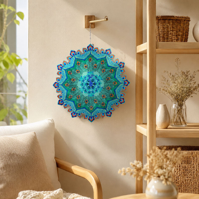 Mandala Rotating Wind Chime Peacock 3D Garden Wind Chime Pendant🦚