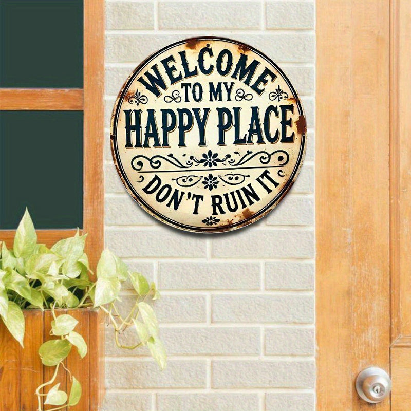 2026 Hottest Home Decor Trends: 💥Happy Place – Vintage Statement Metal Sign