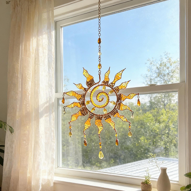 Sun Spiral Crystal Suncatcher ☀️ — Turn Sunlight into a Mesmerizing Golden Glow