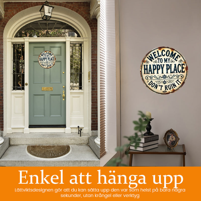 2026 Hottest Home Decor Trends: 💥Happy Place – Vintage Statement Metal Sign