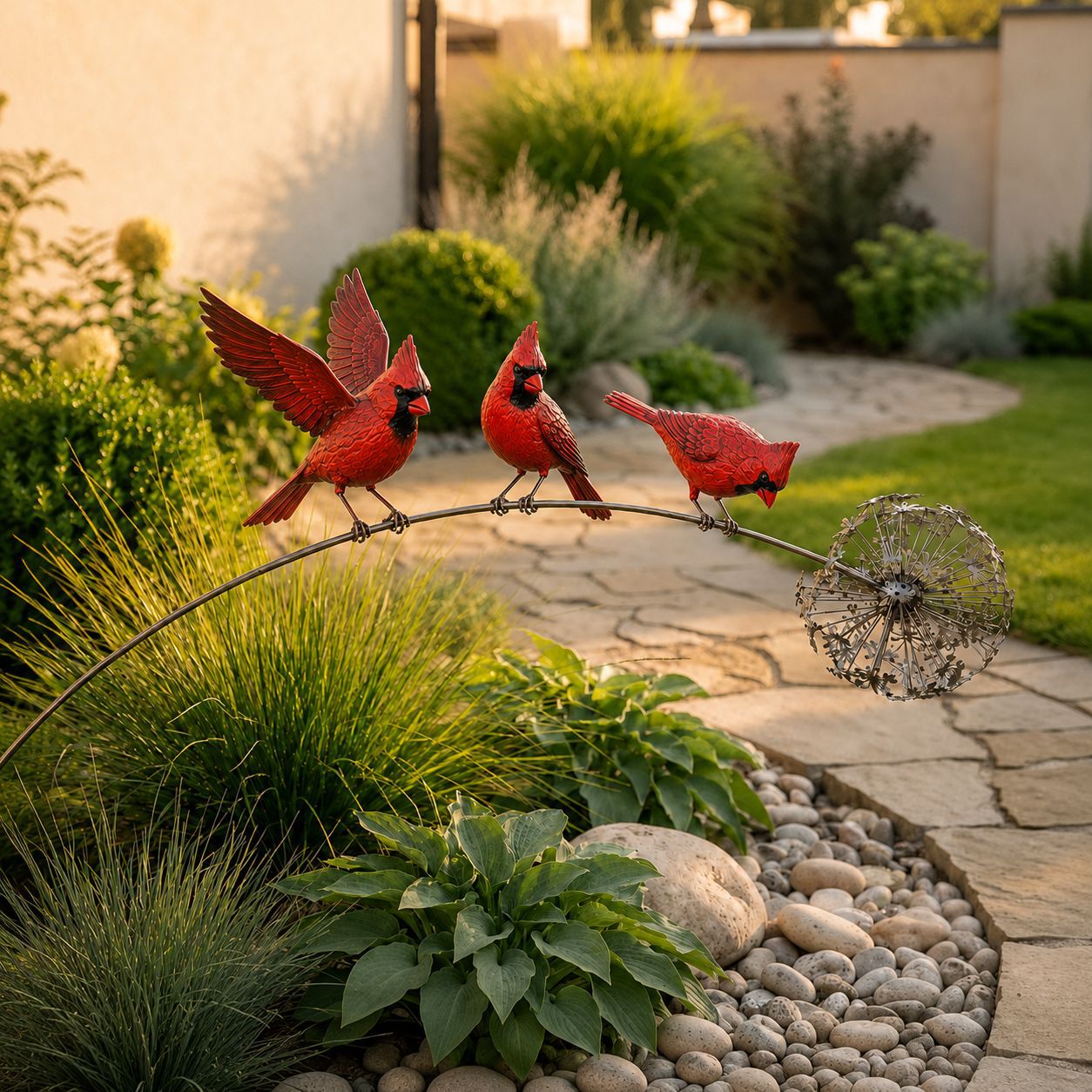 Wrought Iron Floral Ornaments for Outdoor Courtyards & Gardens🕊️Robin Garden Stake
