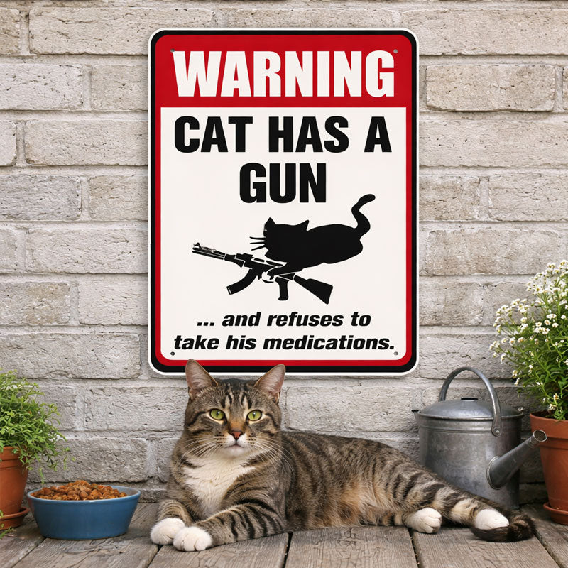 "Guard Cat & Dog" Humorous Warning Sign 🐶🐱 — Give Your Neighbors Something to Talk About