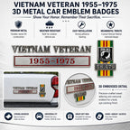 Vietnam Veteran 1955–1975 Memorial Car Emblem Metal Badge