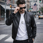 🖤 2026 New Men's Lightweight Plaid Leather Jacket (Baseball Collar)