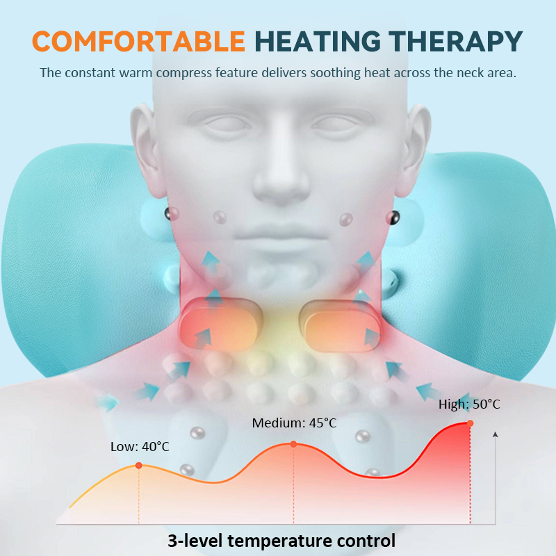 ⚡Remote-Controlled Cervical Massage Pillow with Microcurrent, Heating, and Vibration