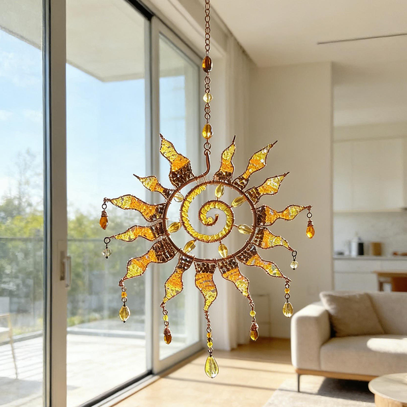 Sun Spiral Crystal Suncatcher ☀️ — Turn Sunlight into a Mesmerizing Golden Glow