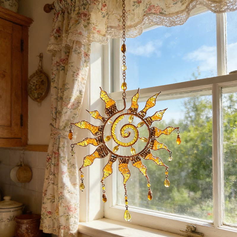 Sun Spiral Crystal Suncatcher ☀️ — Turn Sunlight into a Mesmerizing Golden Glow