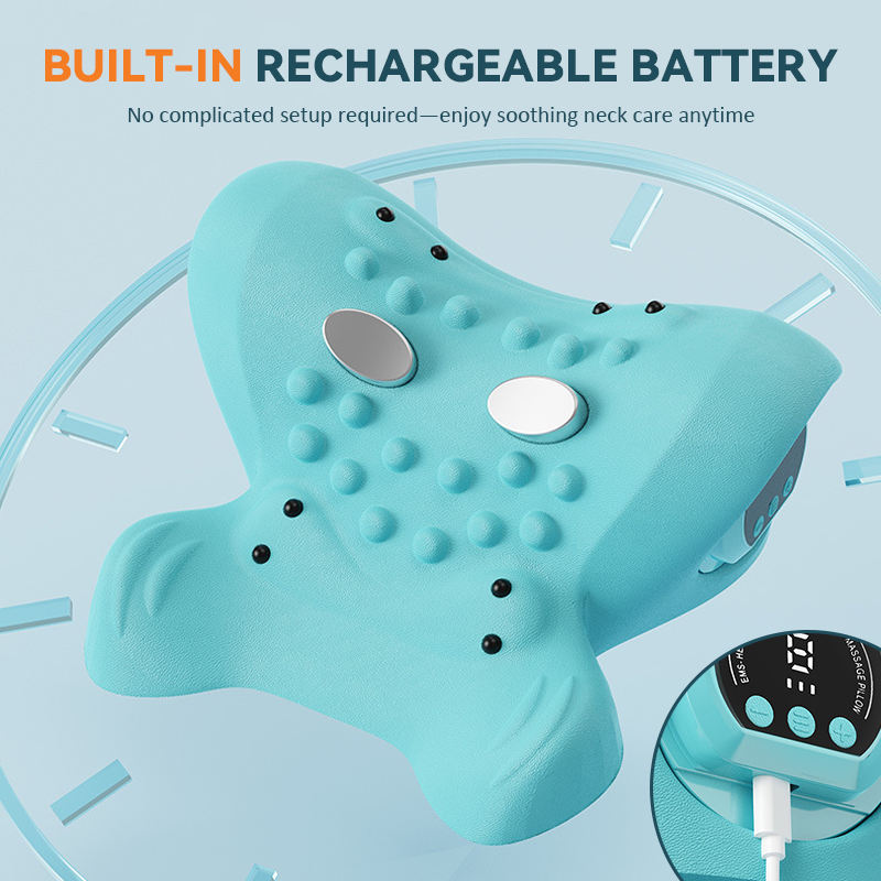 ⚡Remote-Controlled Cervical Massage Pillow with Microcurrent, Heating, and Vibration