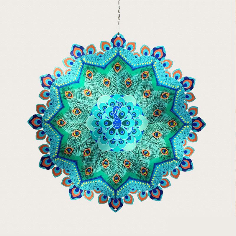 Mandala Rotating Wind Chime Peacock 3D Garden Wind Chime Pendant🦚