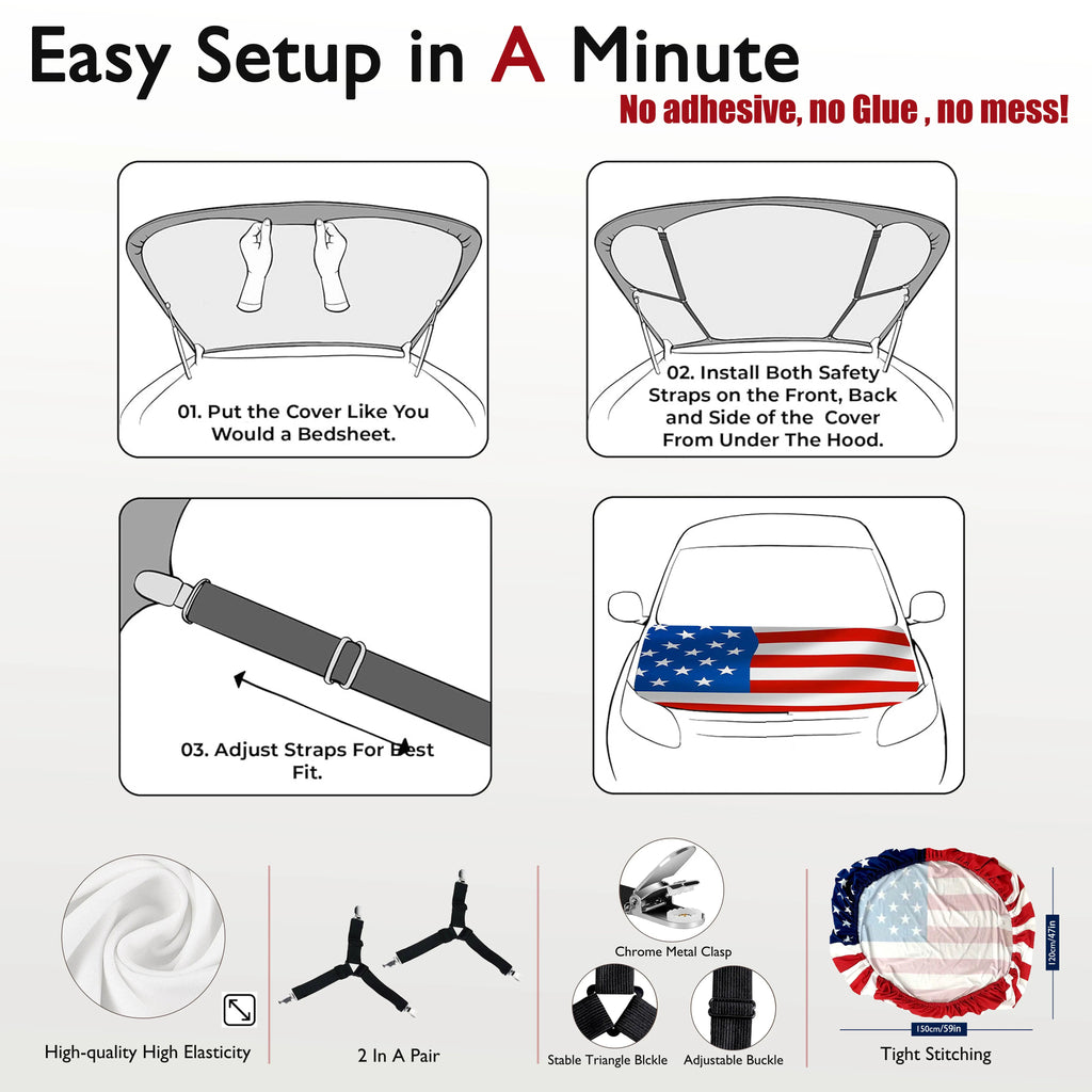 🇺🇸🦅 Stars & Stripes Independence Day Car Hood Cover