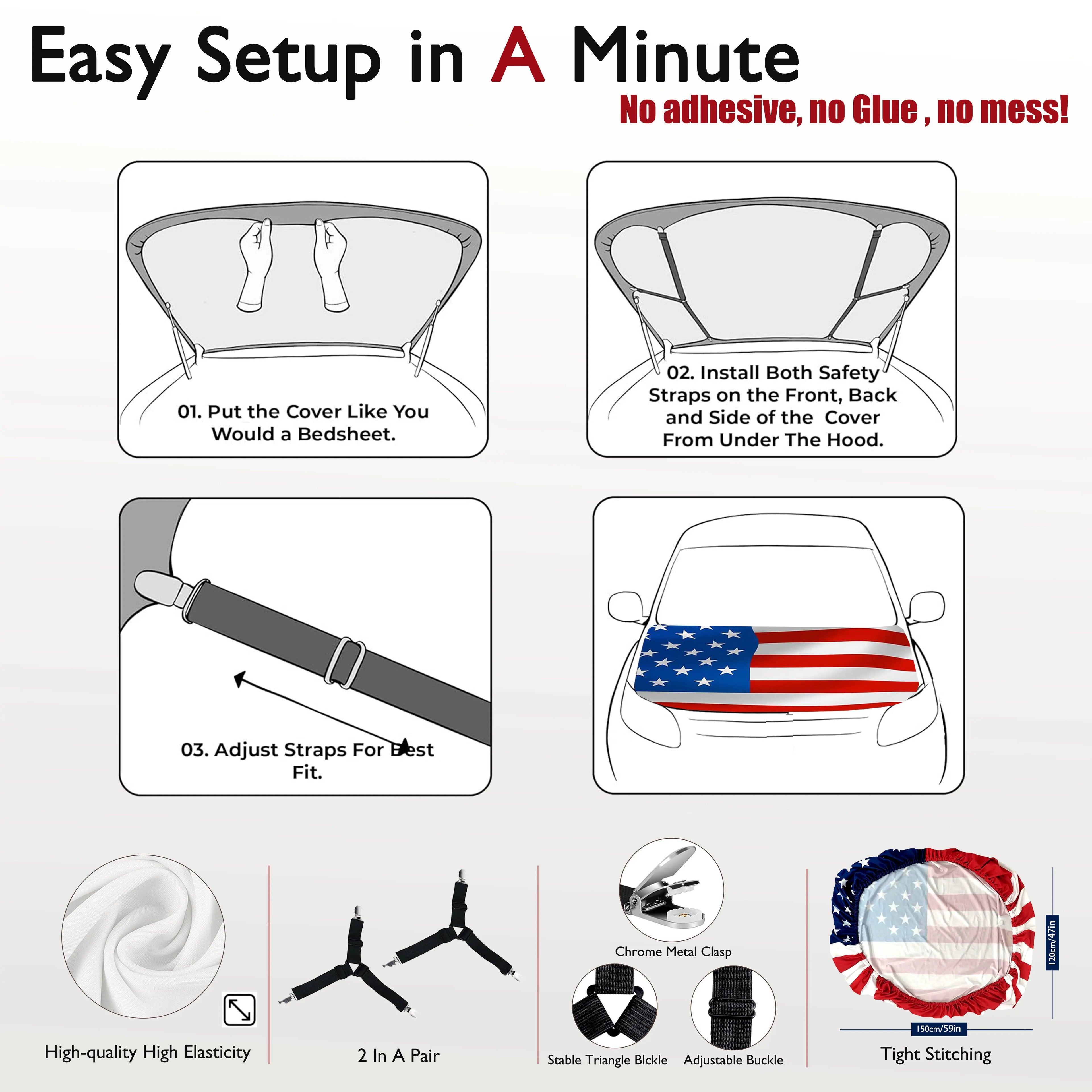🇺🇸🦅 Stars & Stripes Independence Day Car Hood Cover