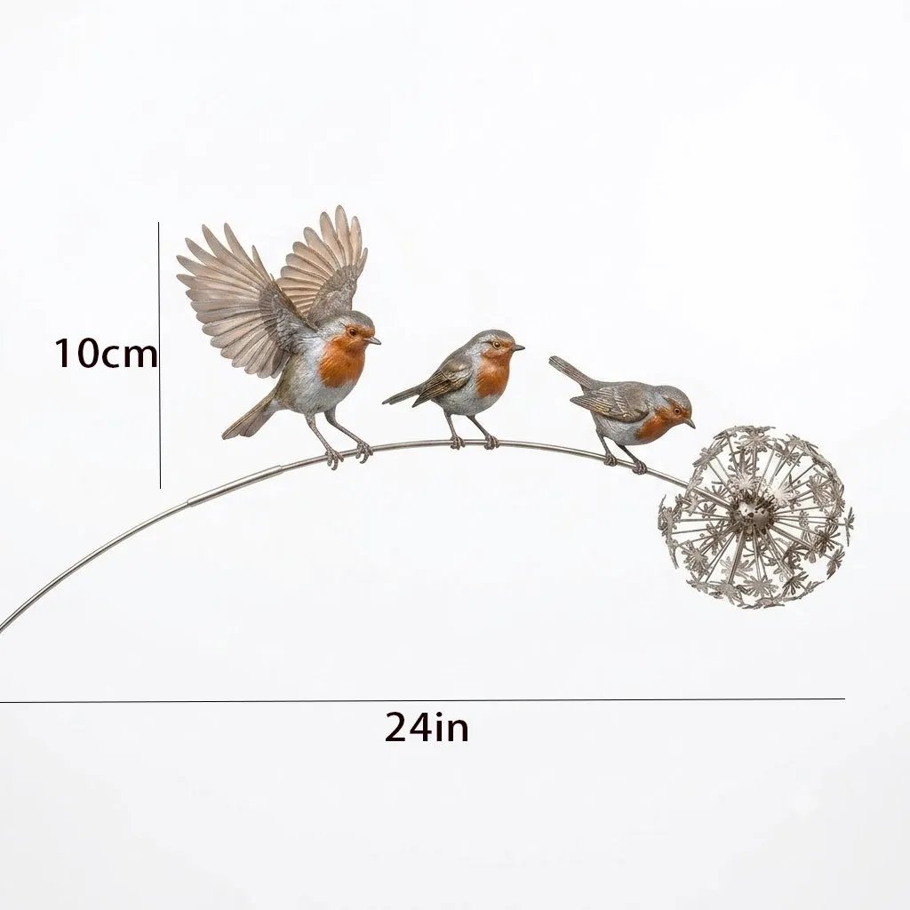 Wrought Iron Floral Ornaments for Outdoor Courtyards & Gardens🕊️Robin Garden Stake