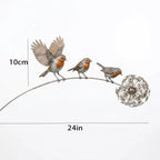 Wrought Iron Floral Ornaments for Outdoor Courtyards & Gardens🕊️Robin Garden Stake